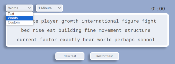 no punctuation typing test