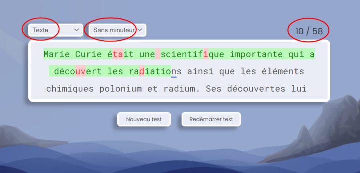 Test de frappe avec un paragraphe